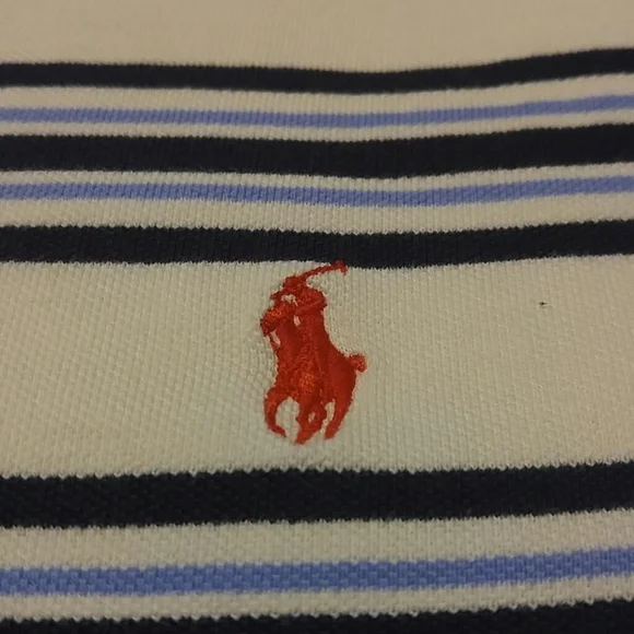 Polo Ralph Lauren blue and white striped polo size medium - Picture 3 of 5